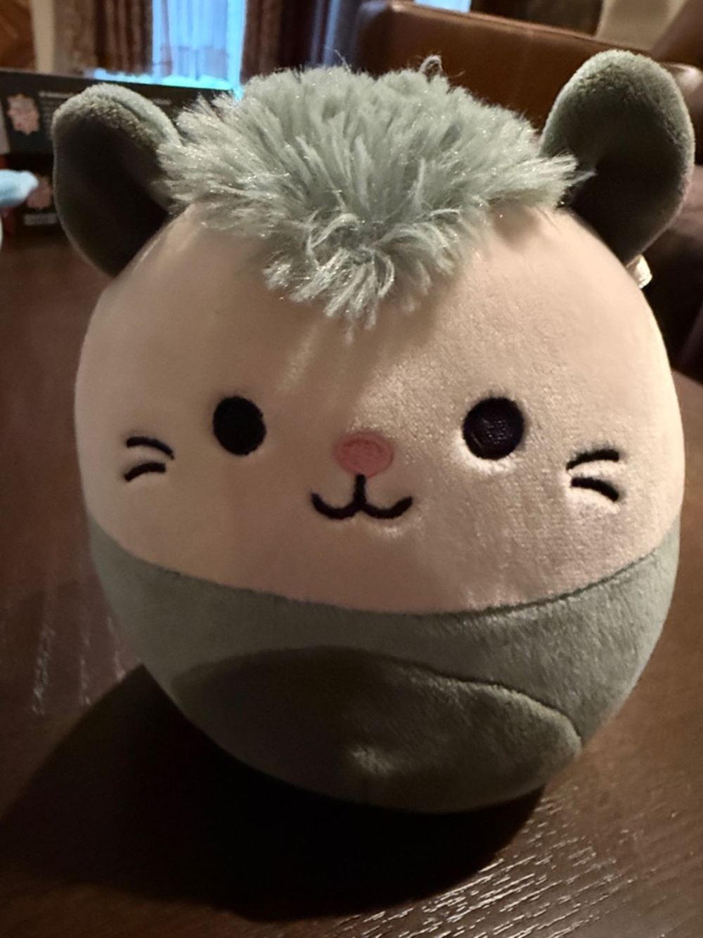 Squishmallow Cat- Sage Green & Cream